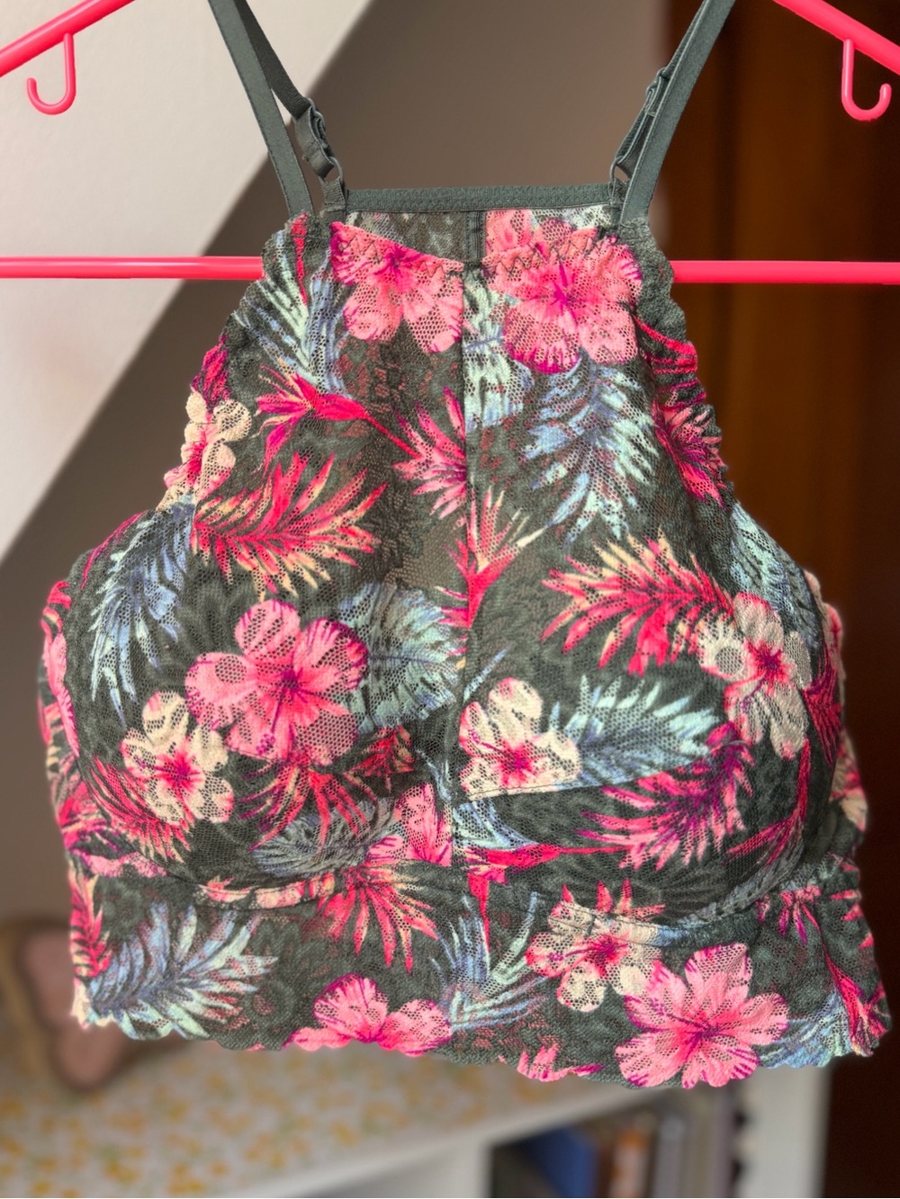 Victoria's Secret PINK - Green Floral High-Neck Bralette